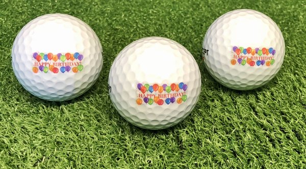 Golf Geschenk 3er Set Geburtstags Golfbälle mit Happy Birthday Motiv