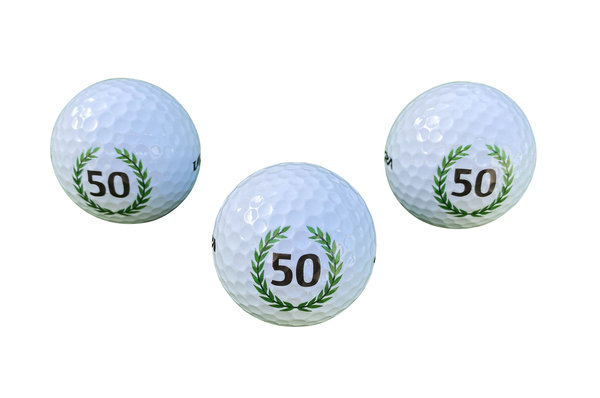 Golf Geschenk 3er Set 50er Geburtstags Golfbälle mit Happy Birthday Motiv