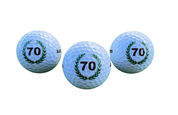 Golf Geschenk 3er Set 70er Geburtstags Golfbälle mit Happy Birthday Motiv